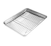 HOOTNEE 1 Set Baking Tray with Mesh Rack Plate Nonstick Pan Grill Topper Grill Rack Barbecue Accessories Serving Roasting Large Griddle Silver Stainless Steel
