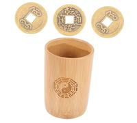 HOOTNEE 1 Set Bamboo Fortune Bucket with Copper Coins Chinese Divination Tool for Home and Temple Gatherings Vintage Style and Practical Prop for Feng Shui and Fortune Telling