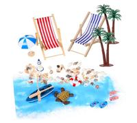 HOOTNEE 1 Set Miniature Beach Accessories Dollhouse Decor with Boats Lounge Chairs More Versatile Coastal Decorations for Creative Micro Landscapes and Fun Scenes