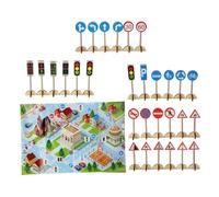 HOOTNEE 1 Set Wooden Traffic Sign for Cognitive Plaything for Early Education and Imaginative Play Wooden Road Signs for Learning Activities
