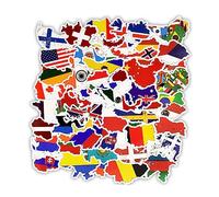 HOOTNEE 100pcs Custom Car Stickers Flags Self-Adhesive National Flag Stickers for Notebook Car Skateboard Decor