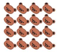 HOOTNEE 100pcs Embossed Bear Head Pu Clothes Label Tags for DIY Sewing and Garment Tags with Professional Look and Brown Colour Suitable for Hats and Doll Cloth