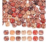 HOOTNEE 100pcs Wood Beads Hair Beads for Braids Dread Accessories Assorted Color Satisfying Gift for Making Bracelets Necklace Projects for Family and Friends Random Color