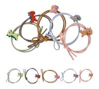 HOOTNEE 10pcs Adorable Dinosaur Hair Bands for Hairbands Soft Cloth and Rubber Band Hair Tie Set that Holds Well without Hurting for Birthday and Work Random Color