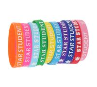 HOOTNEE 10Pcs Colorful Silicone Star Student Wristbands for School Classroom Soft Reward Bracelets for Student Recognition Team Spirit Back to School Supplies