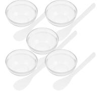 HOOTNEE 10pcs Glass Facial Mask Mixing Bowls and White Mask Scoops Set Thickened Small Bowls for Beauty Salon Spa Portable Essential Oil for Estheticians