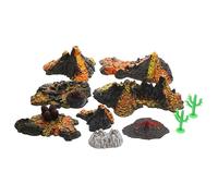 HOOTNEE 10pcs Lifelike Volcano Statues Plastic Aquarium Tank Decor Micro Landscape Accessories for Sand Table Animal Scene Home Office Display