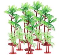HOOTNEE 10pcs Mini Artificial Palm Tree Model Set, Small Large Coconut Tree Ornaments for Miniature Landscape, DIY Scenery Decoration for Fairy Garden and Craft Projects