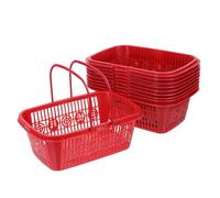 HOOTNEE 10Pcs Red Plastic Berry Baskets Small Square Fruit Picking Containers with Open Pattern Ventilation for Garden Harvest Easy to Clean Compact for Farmers Market and Grocery Storage