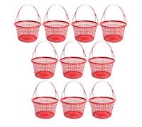 HOOTNEE 10Pcs Red Round Fruit Picking Baskets with Handle, Portable Plastic Cherry and Strawberry Storage Containers, Practical Small Vegetable and Berry Harvest Bins for Home and Garden
