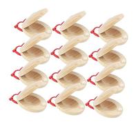 HOOTNEE 12 pcs Wooden Castanets for Finger Percussion Music Instruments Natural Wood Material Comfortable Grip Educational Gift to Enhance Coordination and Intelligence Development