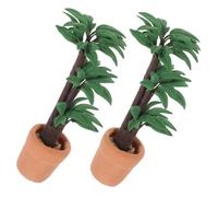 HOOTNEE 12 Scale Miniature Dollhouse Potted Plants Mini DIY Dollhouse Greenery Accessories with Brazilian Money Tree Bonsai for Miniature Garden and Room Display