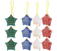 HOOTNEE 12Pcs Christmas Tree Pendants Candy Boxes Set - Paper Xmas Candy Cases in White, Red, Green, Blue - Festive Hanging Decorations for Holiday Packaging and Party Use