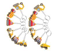 HOOTNEE 12pcs PVC Construction Keychains for Kids Multi-Functional Excavator Key Rings for Construction Birthday Party Favors and Goodie Bags