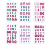 HOOTNEE 144pcs Boys and Girls False Nails Girls Fake Nails Adhesive Backing Random Style