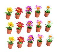 HOOTNEE 15pcs Miniature Potted Plants for Doll Houses Tiny Bonsai Decor Home Desktop Ornaments No Watering Needed for Garden Fairy Worlds
