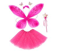HOOTNEE 1Set Butterflies Cosplay Costume for Fairy Wings Headband Skirt Wand Bright Colors for Dress Up Parties Festivals and Stage Performances