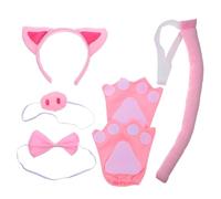 HOOTNEE 1set Pig Cosplay Costume Ears Nose Bow Tie and Tail for Halloween Parties Fun Animal Dress-up Accessories for Boys and Girls and Adults Cute Themed Outfit for Cosplay Events