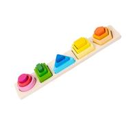 HOOTNEE 1Set Wooden Geometric Stacking Educational Shape Matching Tower Safe for Develops Fine Motor Skills Pattern Recognition for Home Kindergarten