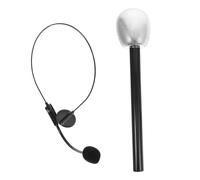 HOOTNEE 2 Pcs Fake Microphone Headset Celebrity Dress Accessory Stage Performance Cosplay Masquerade Party Halloween Singer Costume Set