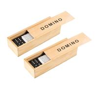 HOOTNEE 2 Sets Black Wooden Domino Blocks Set with Carrying Box Educational Table Game for Adults Creative Building Blocks for Team Spirit and Practical Thinking Development