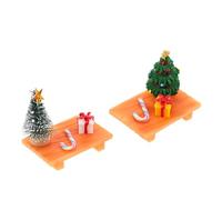 HOOTNEE 2 Sets Resin Dollhouse Christmas Decoration with Tiny Present Boxes Candy Cane Tree Model and Bench Chair Figurines for DIY Holiday Micro Scenes and Festive Party Favors