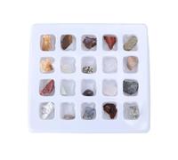 HOOTNEE 20-Piece Rough Ore Specimens Set for Kids Educational Science Toy Natural Crystal Mineral Collection Interactive Learning Supply for STEM and Nursery Use