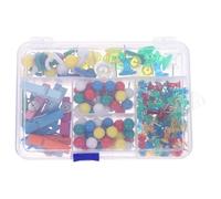HOOTNEE 200pcs Assorted Color Reusable Thumb Tacks Multi-use Metal and Plastic Push Pins with Creative Appearance Design for Stationery and Wooden Walls