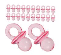 HOOTNEE 200pcs Pink Transparent Acrylic Mini Pacifiers for Shower Decorations Gender Reveal Party Favors DIY Soothers for Shower Games and Baptism Gifts