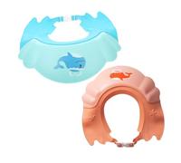 HOOTNEE 2pcs Adjustable Waterproof Kids Shampoo Hat with Ear Protection, Toddler Hair Washing Shield Shower Cap for Boys and Girls, Cute Whale Design Bath Visor for Bathing and Hair Wash