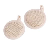 HOOTNEE 2Pcs Body Exfoliator Scrubber Towels Set with Natural Loofah and Cotton Hemp Material, 8X8Cm Exfoliating Bath Washcloths for Showering and Leg Scrubbing