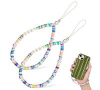 HOOTNEE 2pcs Bohemian Beaded Phone Charm Lanyards with Love Letter Pendant, Mobile Phone Hanging Straps Wrist Strap for Cellphone Decoration and Anti-lost Use