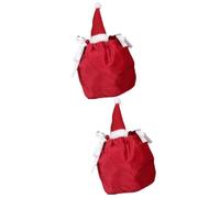 HOOTNEE 2pcs Christmas Gift Bag Drawstring Storage Bag Red Lint for Christmas Party Packaging