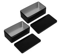 HOOTNEE 2pcs Decorative Tinplate Storage Boxes, Black Metal Tin Box Containers with Tight Seal, Large Capacity for Tea, Candy and Cash, Elegant Home Storage