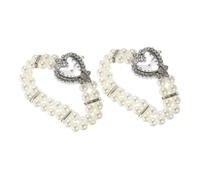 HOOTNEE 2pcs Elegant Women Quartz Watch with Crystal and Pearl Bracelet Stylish Double Row Faux Pearl Band Mothers and Daughters Versatile Fashion for Any Occasion