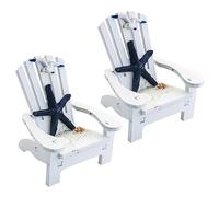 HOOTNEE 2pcs Mediterranean Style Miniature Chair Ornaments Beachy Decor for Bedroom Desk Premium Wood Material Chic Design Home and Office Decoration