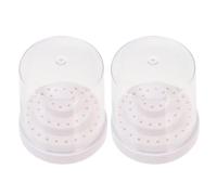 HOOTNEE 2pcs Nail Drill Bits Organizer Box with Storage Stand Transparent Cover Dustproof Storage Case for Nail Art Polishing Head Display and Manicure Tool