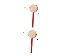 HOOTNEE 2Pcs Rattle Drum with Red Handle Traditional Wooden Drum for Early Education Stimulates Listening Skills for Boy Girl