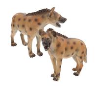 HOOTNEE 2pcs Realistic African Spotted Hyena Figurine Toy for Kids Educational Plastic Wild Animal Models for Cognitive Learning and Play
