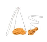 HOOTNEE 2pcs Simulation Fried Food Pendant Necklace for Men Women Lightweight PVC Fake Fried Chicken Wing and Leg Neck Chain Comfortable Long Party Favor Accessory