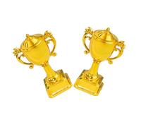 HOOTNEE 2Pcs Small Plastic Trophy Cake Toppers for Birthday Party, Non-Edible Mini Trophy Decorations for Dessert Tables, Participation Awards and Competition Prizes