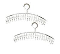 HOOTNEE 2pcs Stainless Steel Sock Drying Racks Windproof Laundry Hangers Outdoor Clothes Pegs for Socks Hats with Clips Rust Resistant Drying Hanger