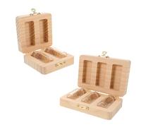 HOOTNEE 2pcs Wooden Tooth Keepsake Box for Lost Teeth Storage Fetal Hair and Umbilical Cord Collector Box for Boys and Girls and Precious Memories