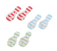 HOOTNEE 3 Pairs Miniature Doll House Slippers Realistic Summer Beach Slipper Models for Micro Landscape Decoration Mini Adornments in Blue Red and Green Stripe Designs