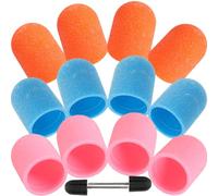 HOOTNEE 3 Sets Replacement Sanding Caps Nail Drill Bit Caps Nail Salon Supply with Sand Blast Material Inner Ring Plastic Easy to Disassemble Portable Design for Pedicure Personal Use