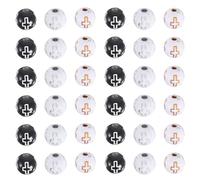 HOOTNEE 300pcs Round Wood Beads Cross Pattern Ball Shaped Spacers Acrylic Jewelry Making Supplies Easy Stringing Effortless Threading Assorted Color for Everyday Wear