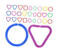 HOOTNEE 30pcs Geometric Linking Rings for Plastic Chain Links for Cognitive Development Hand Eye Coordination Montessori Sensory Educational Play for Classroom and Home