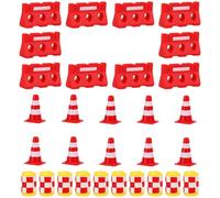 HOOTNEE 30pcs Mini Traffic Signs and Roadblocks Set Educational Plastic Traffic Cones Barricades and Safety Barriers and Cognitive Learning