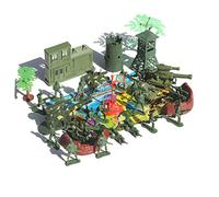 HOOTNEE 37pcs Military Model DIY Simulation Sand Table with Soldiers Tanks Aircraft Accessories Educational Pretend Play for Boys and Imaginative Scene