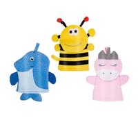 HOOTNEE 3Pcs Bath Scrubbers Animal Shower Mitts Set with Exfoliating Scrubber Gloves for - Cute Bee, Penguin, Unicorn Designs for Gentle Body Shower Cleaning